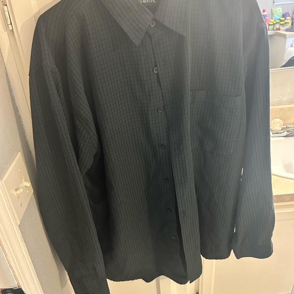 George Men's Dark Green Casual Button Down Shirt